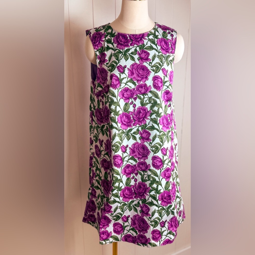 Purple Floral Sleeveless Mini Dress
